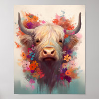 Jardim de Canvas de Vaca do Terreno Poster