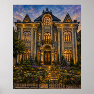 Jardim de Casa Térrea Vitoriana Poster de Pintura