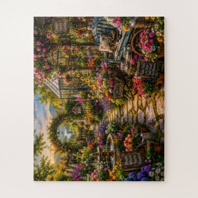 Jardim de Flores Colorido - Quebra-Cabeça (Vertical)