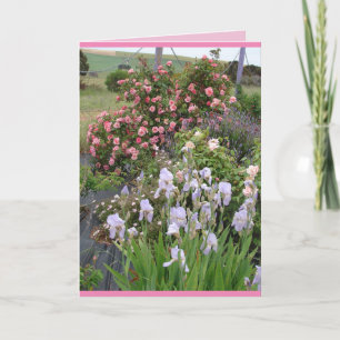 Jardim de Flores de Rosa flores Íris Cartão