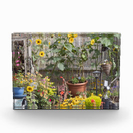 Jardim de flores e barco estreito