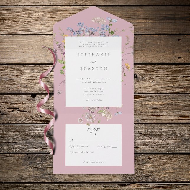 Jardim de Flores Silvestres Rosa Casamento Elegant (Criador carregado)