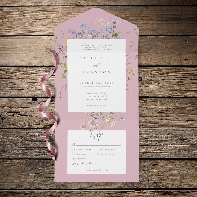 Jardim de Flores Silvestres Rosa Casamento Elegant (Criador carregado)