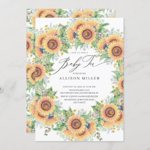 Jardim de Girassol Bebê Floral Convite para Tea