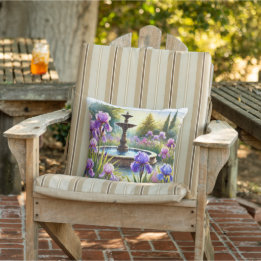 Jardim de Íris Roxo Almofada de Tecido Aquarela
