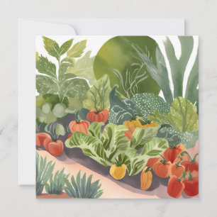 Jardim de Legumes Cartão de Pintura em Aquarela
