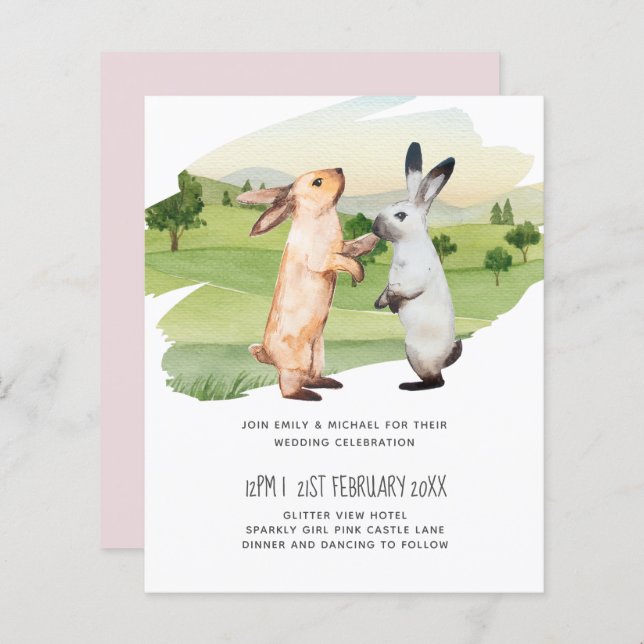 Jardim do País Casal de Casamento de Coelhos (Frente/Verso)