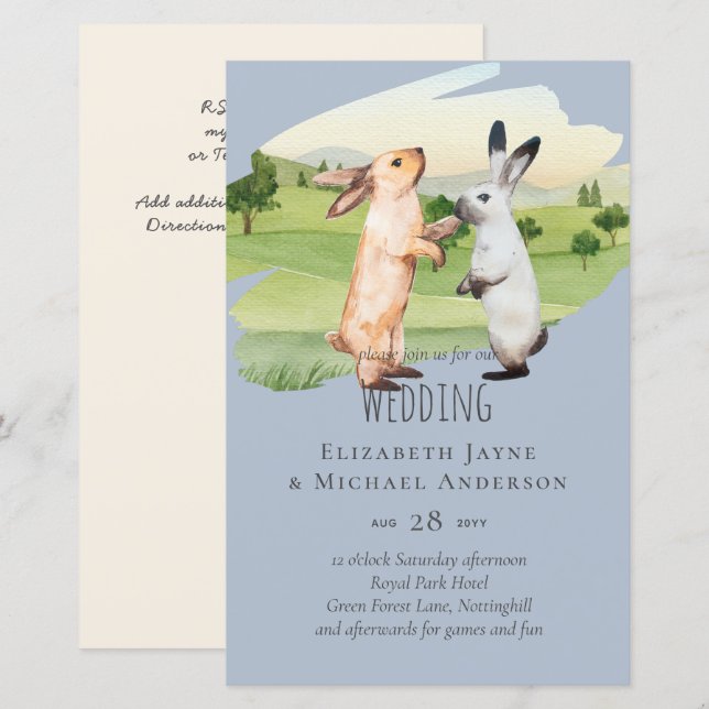 Jardim do País Casal de Casamento de Coelhos (Frente/Verso)