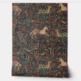 Jardim Floral Medieval do Unicorn Stag Deer Midnig