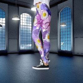 Jardim, Leggings Elegantes cor roxa Flor Colorida