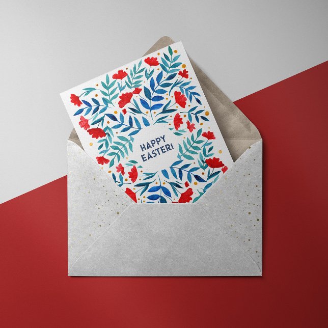 Jardim mágico - Cartão de Páscoa vermelho e turque (Criador carregado)