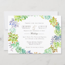 Jardim Suculento | Convite de casamento de aquarel