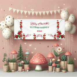 Jardim Toadstool Rosas Rústicos primeiro aniversar