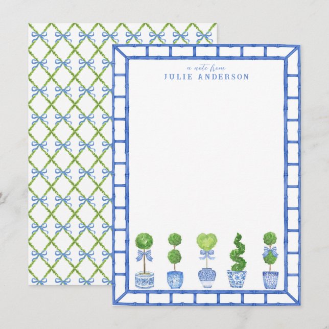 Jardim Tópico de Bambu | Cartão de Nota de Chinois (Frente/Verso)