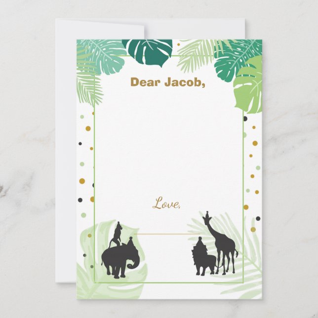 Jardim zoológico do cartão da inserção do menino (Frente)