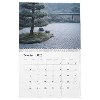 Jardins Zen Japoneses Calendário de Parede Japandi