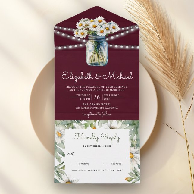 Jarra de Pedra de Casamento Floral com Margaridas  (Criador carregado)