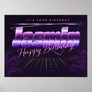 Jasmin Nome Vorname lila retro Poster Geburtstag