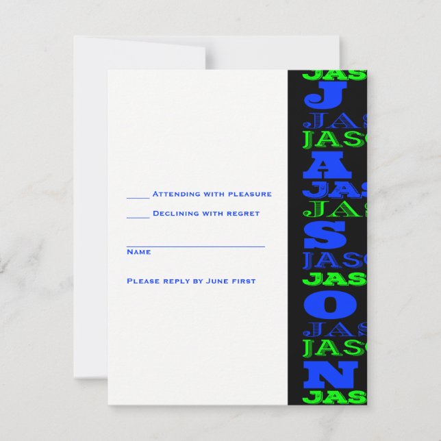 JASONCool Bar moderno Mitzvah Convite Azul Preto (Frente)