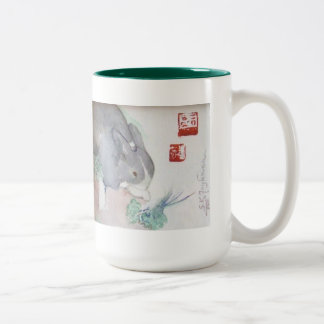 Jaspe a caneca do Dois-tom do coelho - verde