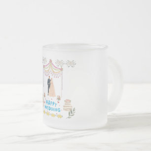 Jateado Caneca de Café de Vidro Fosco Feliz Casamento – Ro