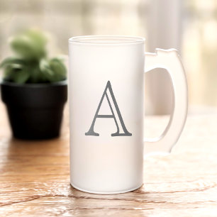 Jateado Caneca de Cerveja de Vidro Fosco Monograma Clássic