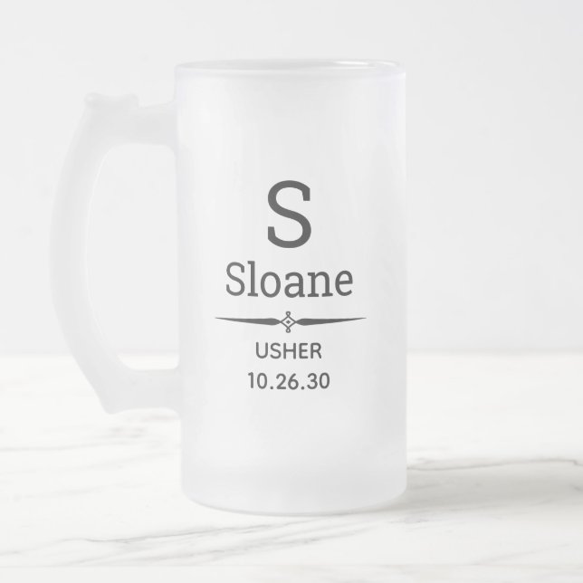 Jateado Caneca de Cerveja de Vidro Fosco Monogramada para  (Esquerda)