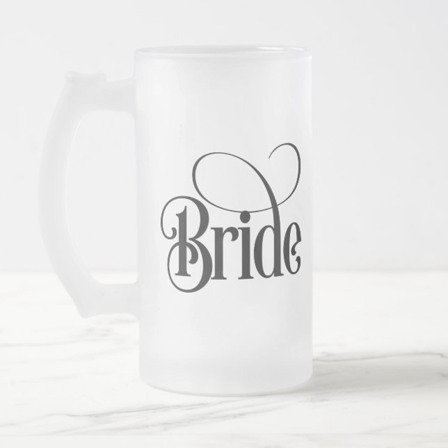 Jateado Caneca de Cerveja de Vidro Fosco Noiva (design 3) (Esquerda)