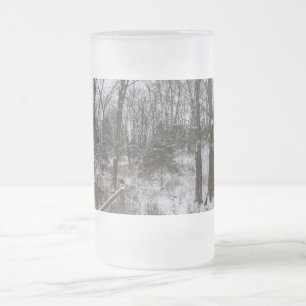 Jateado Caneca de cerveja de vidro fosco Woody Snow Day