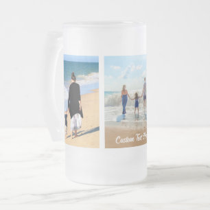 Jateado Caneca de Cerveja em Vidro com Colagem de Fotos e