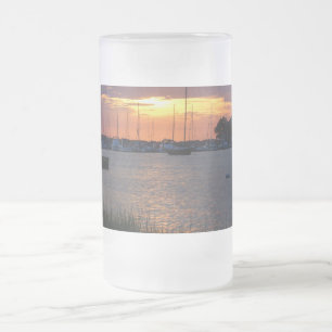 Jateado Caneca de Cerveja em Vidro Fosco Folly River Sunse