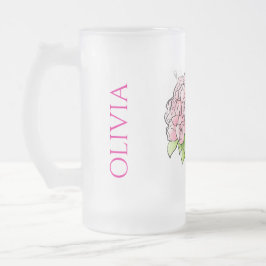 Jateado Caneca de Cerveja Floral em Vidro Fosco Chic - Noi