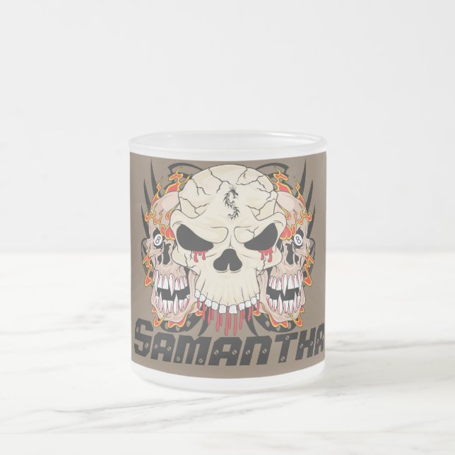 Jateado Copo da caneca de café do vidro de fosco do crânio (Centro)