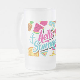 Jateado Olá Caneca de Vidro Fosco de Cerveja de Verão