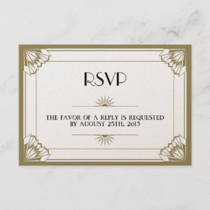 Jazz age taupe Art Deco RSVP resposta ao casamento
