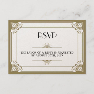Jazz age taupe Art Deco RSVP resposta ao casamento