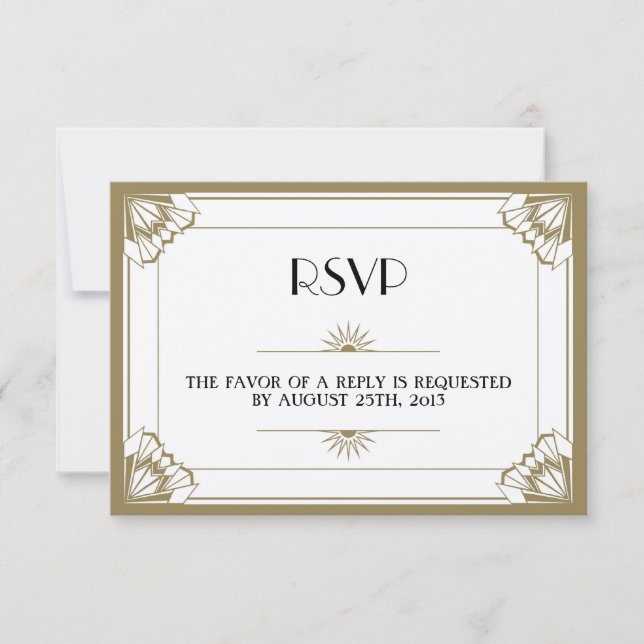 Jazz age taupe Art Deco RSVP resposta ao casamento (Frente)