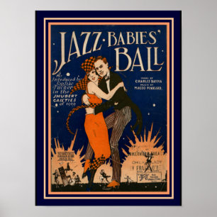 "Jazz Babies Ball" Deco Sheet Music Impressão 12 x