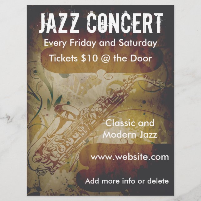 Jazz Concert Saxofone Flyer (Frente)