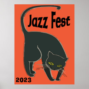 Jazz Fest Chat Noir, Red Poster