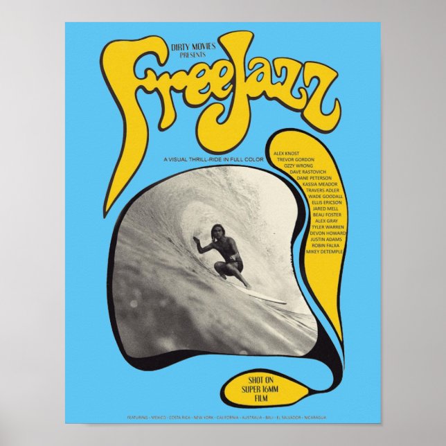 Jazz Gratuito, Poster de Surf Vintage, Arte Surf (Frente)