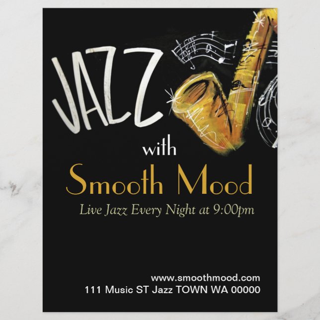 Jazz Music Musical Flyer Convite (Frente)