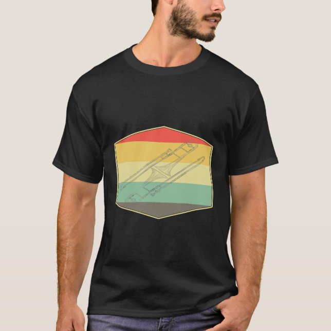 Jazz Music Retro Trombone T-Shirt (Frente)