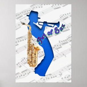 Jazz Musical Blue Impressão Wall Art Poster