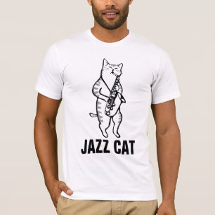 JAZZ Saxofone Cat T-shirts engraçadas