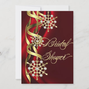 Jazzy Jeweled Snowflakes Red & Dourado Convite