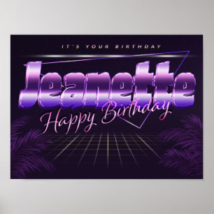 Jeanette Name Vorname lila retro Poster Geburtstag