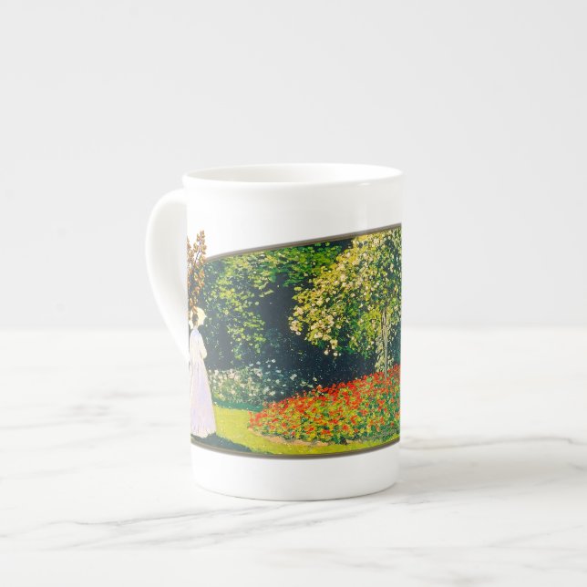 Jeanne no jardim - caneca de China de osso (Frente Esquerda)