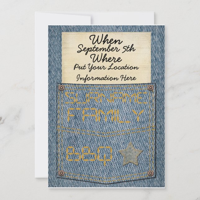 Jeans - Convites para CHURRASCO de bolso (Verso)