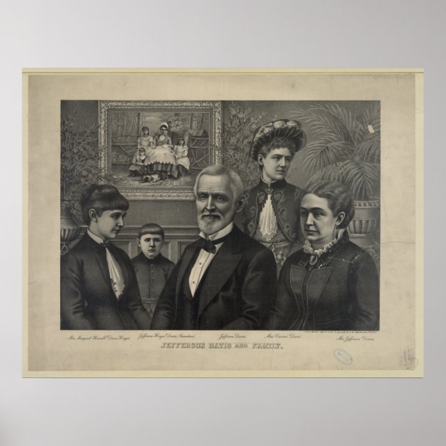 Jefferson Davis e Family Lithograph Impressão (Frente)
